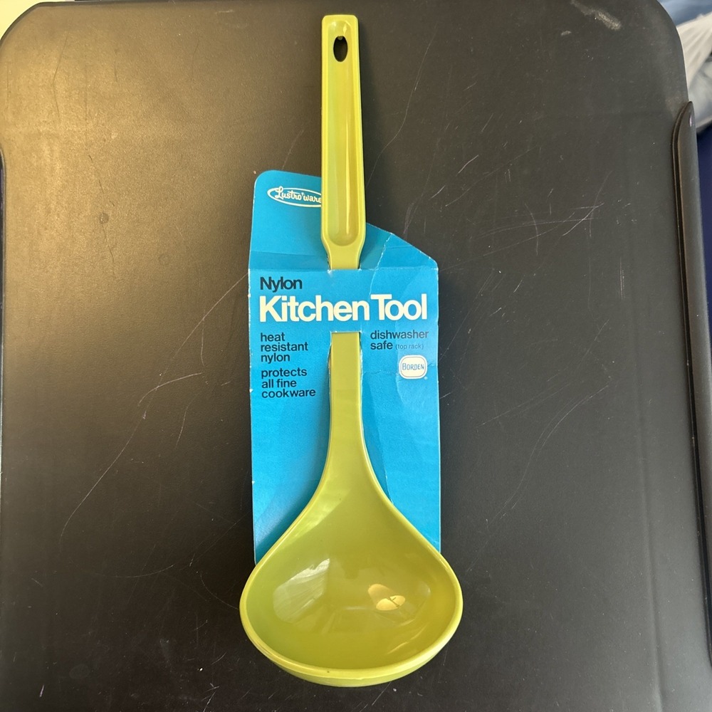 VTG Lustro Ware Retro Kitchen Tools Green Nylon Ladle in Original Packaging